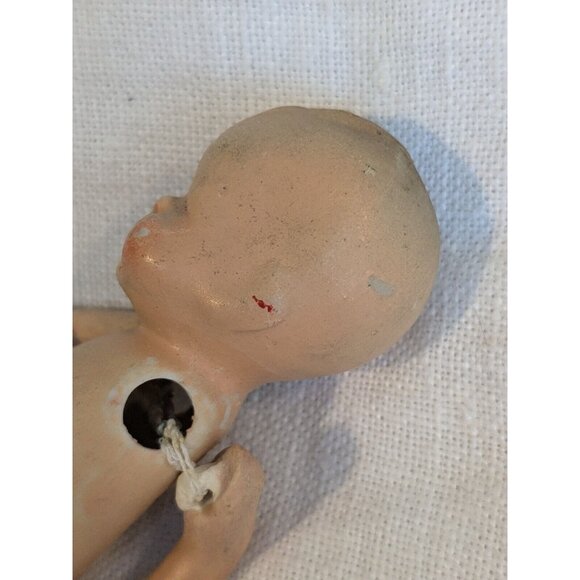 Bisque Jointed Baby Doll Japan Stringed Stamped Mouth Miniature Porcelain Vtg 4" - Picture 10 of 16